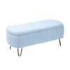 Chic Grey Faux Fur Storage Ottoman with Gold Legs