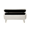 Chic Ivory Storage Ottoman with Gold Legs