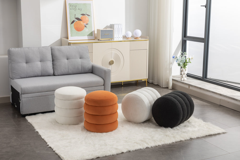 Chic Brown Boucle Ottoman