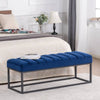 Chic Upholstered Metal Bench for Home Entryway