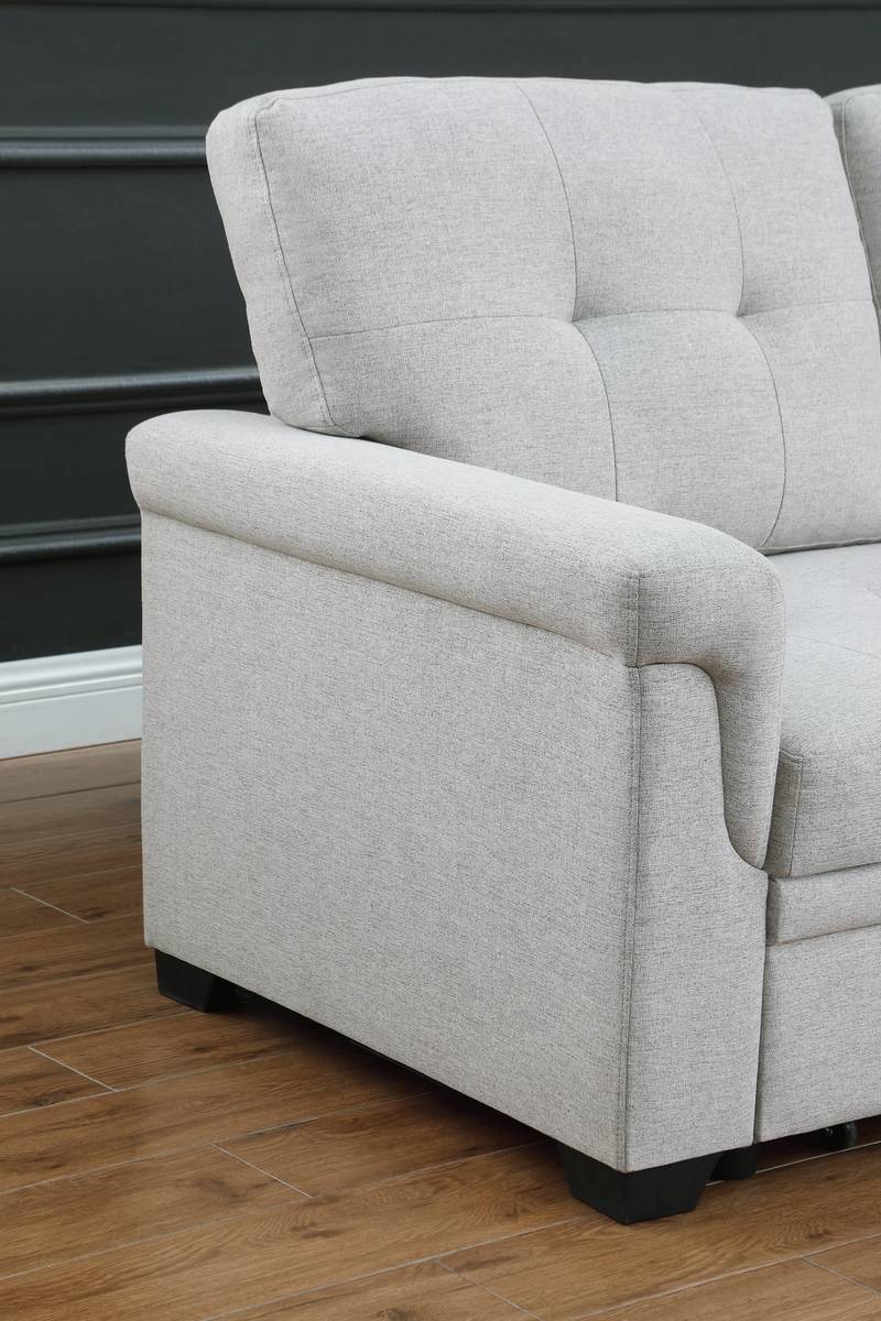 Cozy Reversible Sleeper Sectional with Chaise Storage - Light Gray Linen
