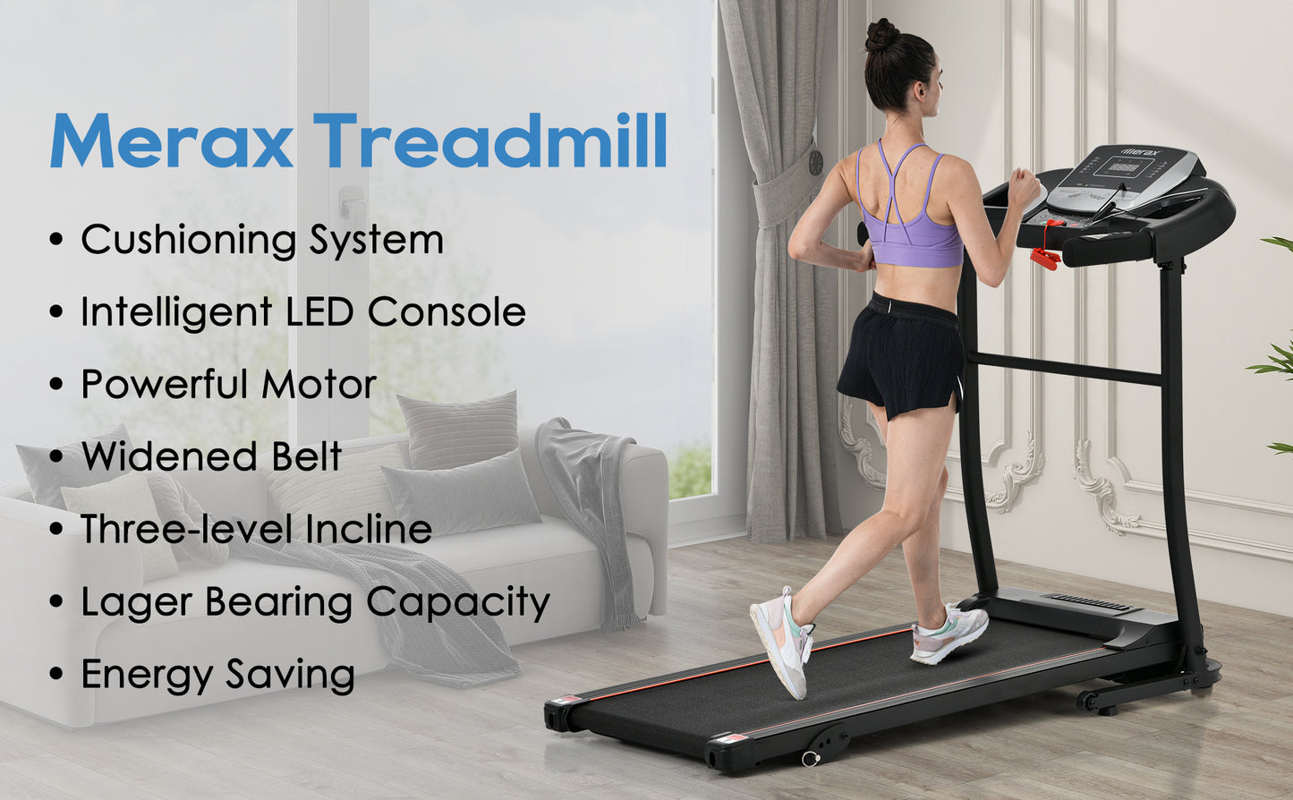 Foldable Home Treadmill with Pulse Sensor - Quiet, Compact & Powerful!