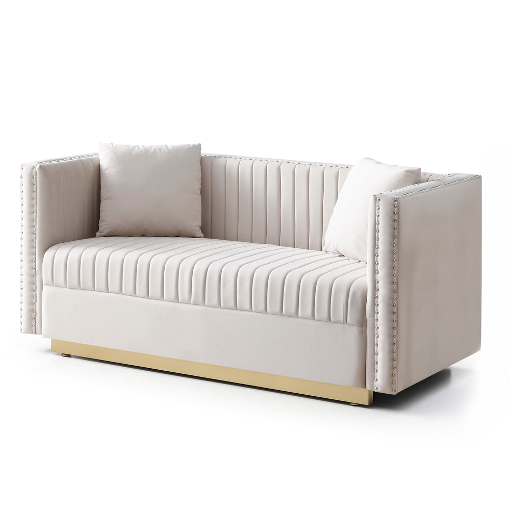 Chic Velvet Channel Tufted Loveseat