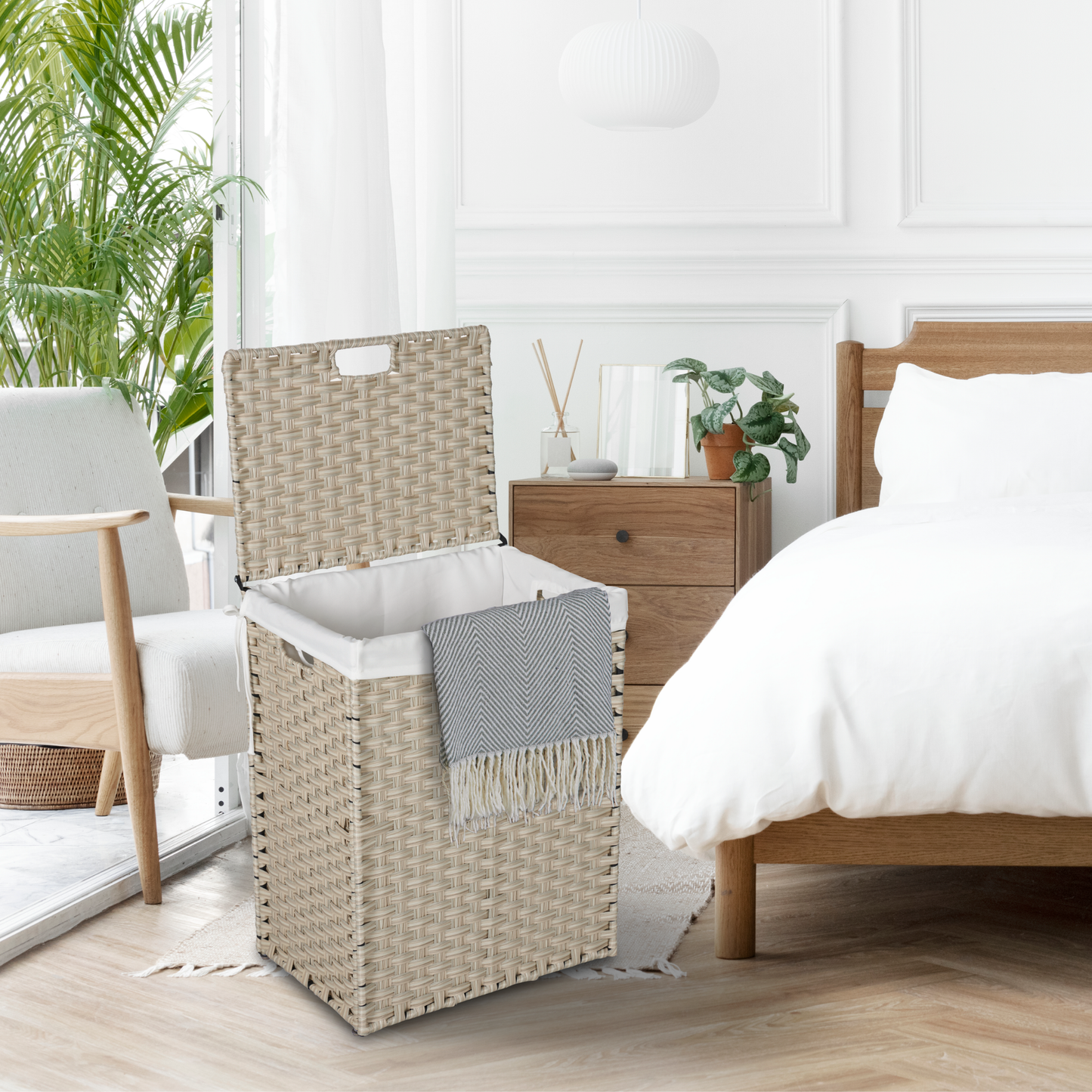 Stylish Grey Laundry Hamper with Removable Bags