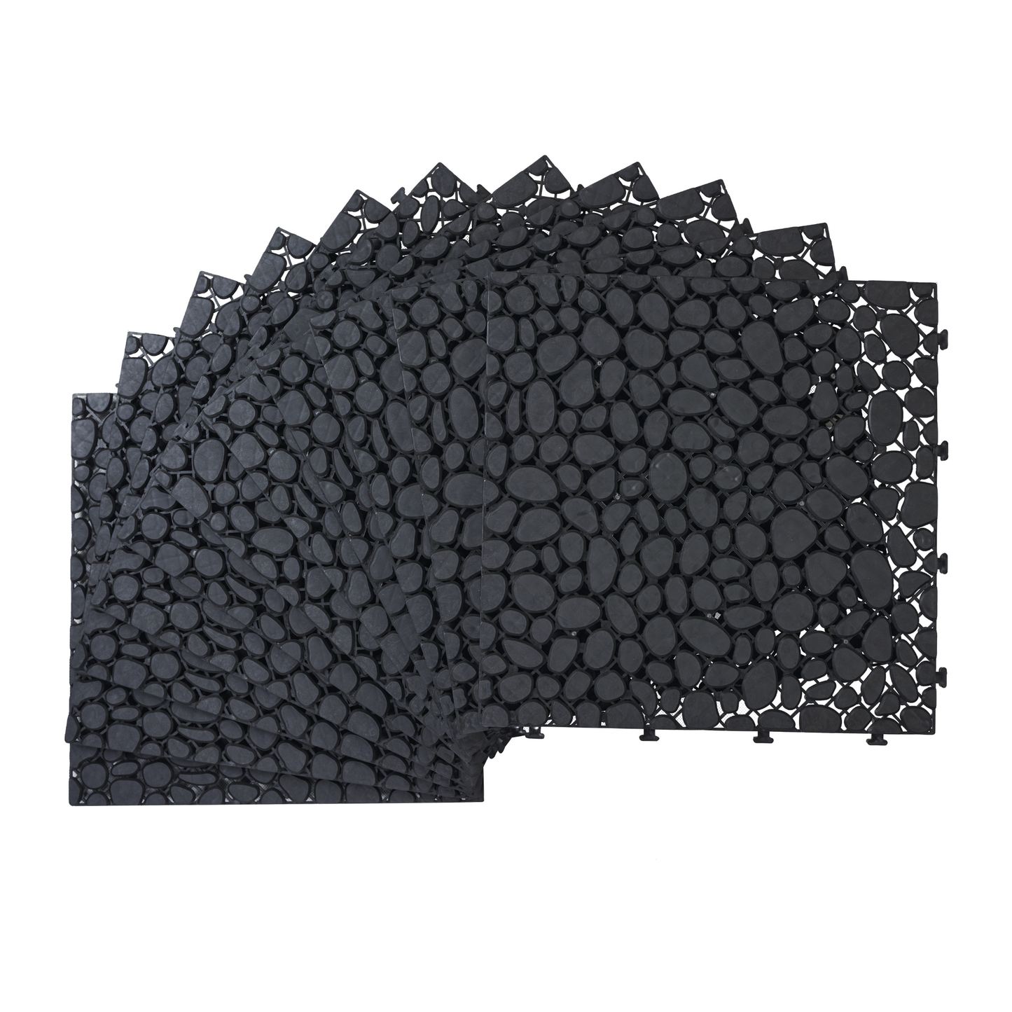 Versatile Waterproof Interlocking Deck Tiles - Pebble Stone Design