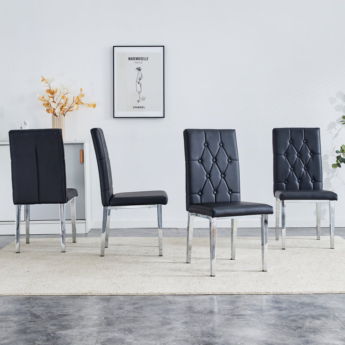 Elegant Black Armless Dining Chairs Set