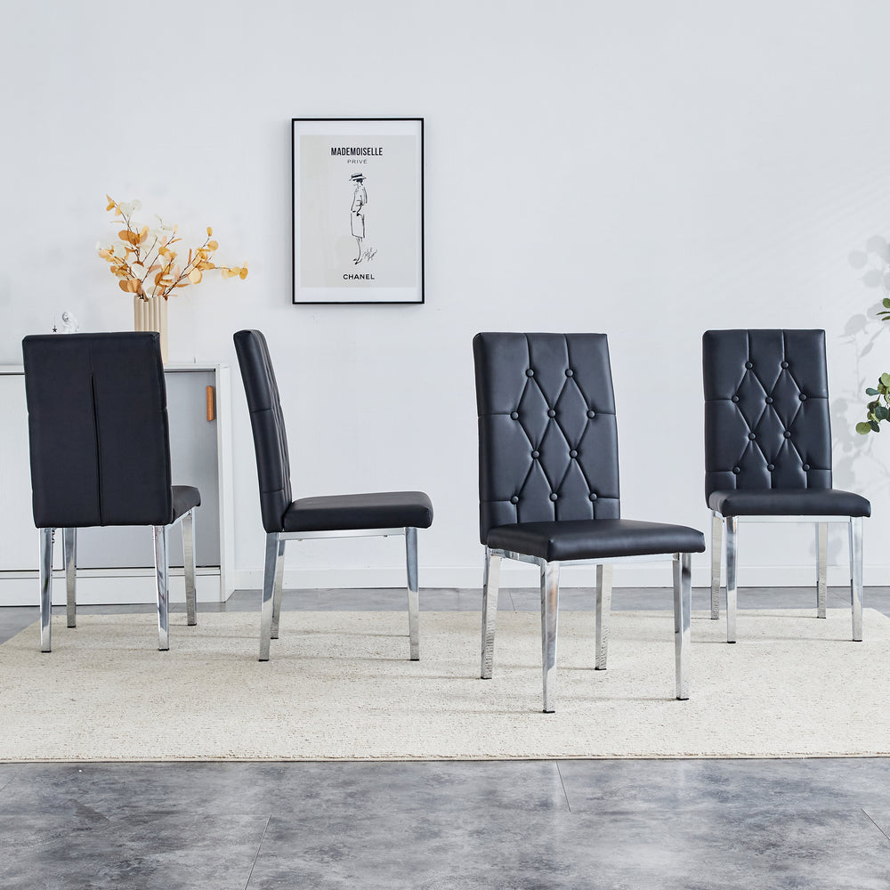 Elegant Black Armless Dining Chairs Set