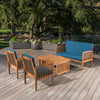 Cozy Acacia Outdoor Sofa Set with Waterproof Cushions