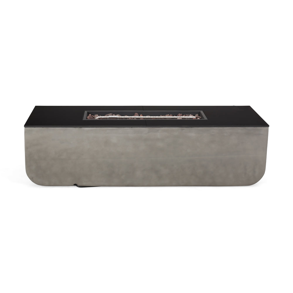 Charming Rectangle Outdoor Fire Table - Light Grey & Black