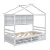 Cozy Twin House Bed with Roof & Storage