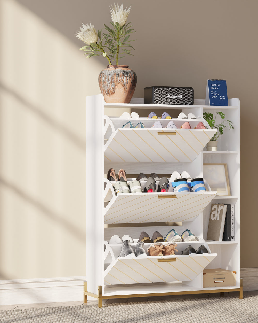 Sleek Shoe Organizer with Hidden Drawers