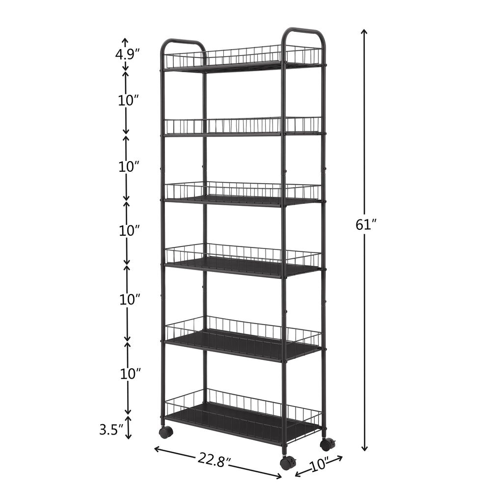 Rolling Slim Storage Cart with Baskets