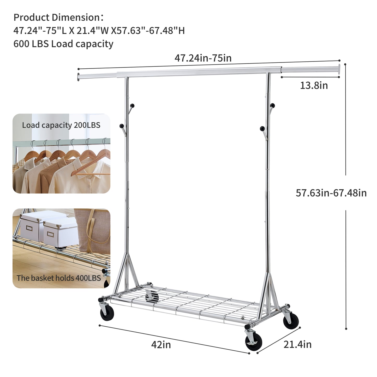 Ultimate Rolling Clothes Rack - Heavy Duty & Portable