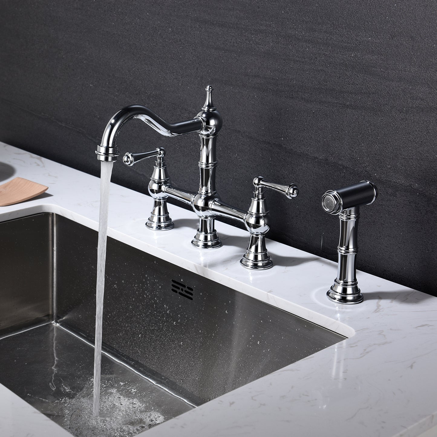 Versatile Pull-Out Kitchen Faucet with Dual Handles