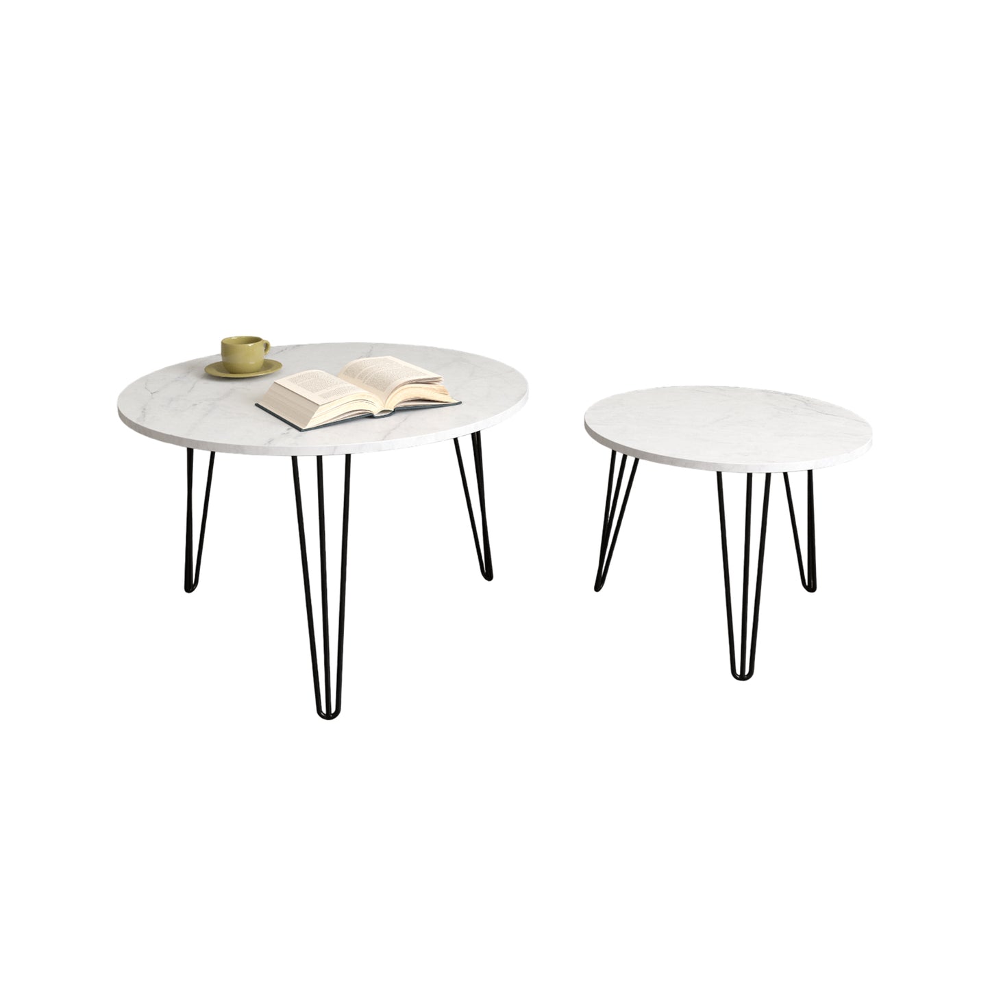 Chic Marble Nesting Tables - Set of Two