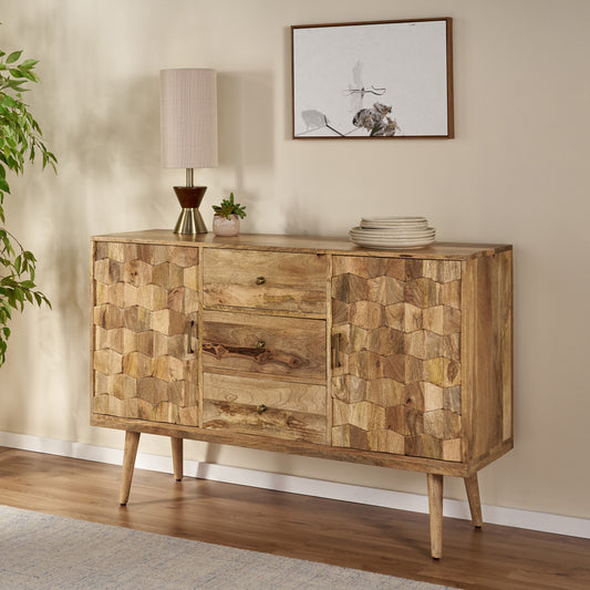 Chic 3-Drawer Sideboard with Trendy Doors