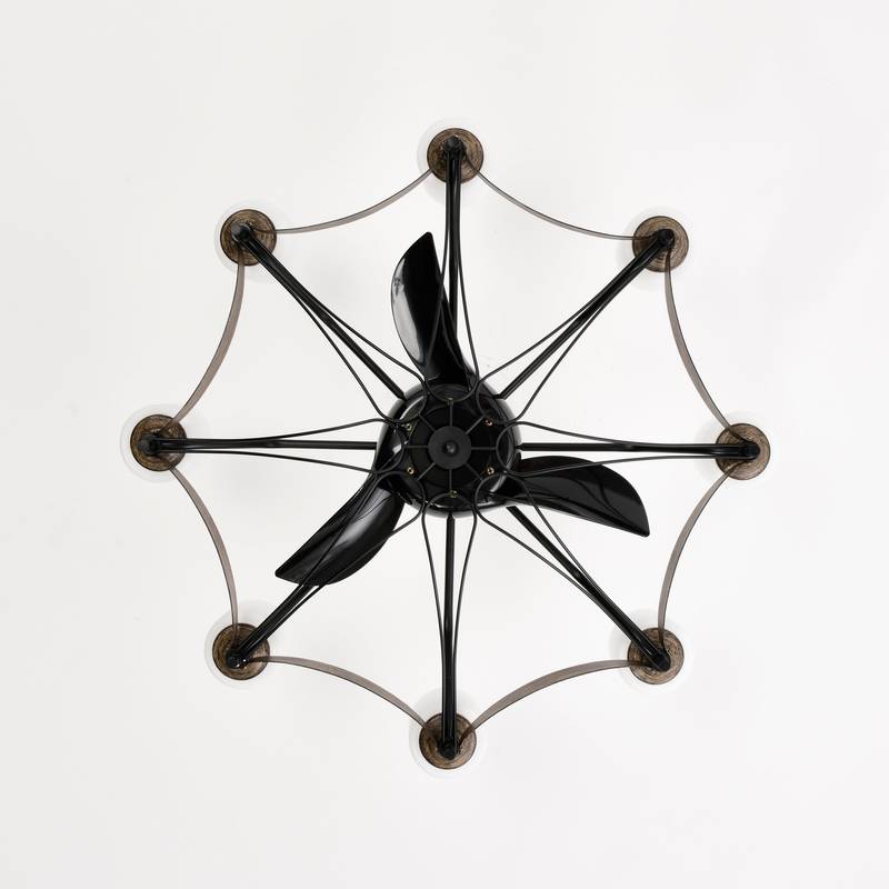 Sleek Matte Black Chandelier Fan with Remote Control