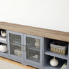 Charming Coastal TV Stand with Glass Doors