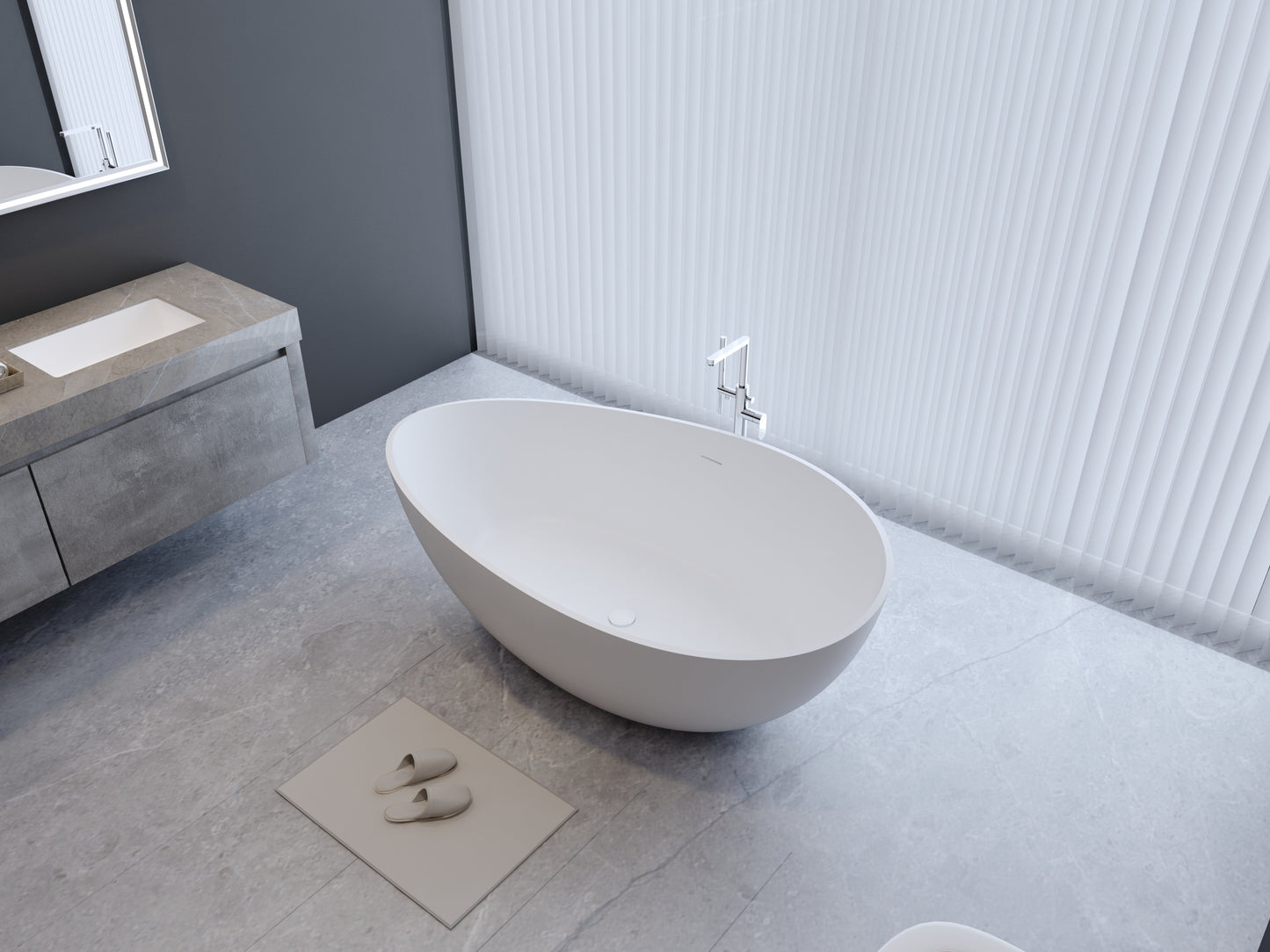 Elegant Soaking Tub - Freestanding Matte White Bliss