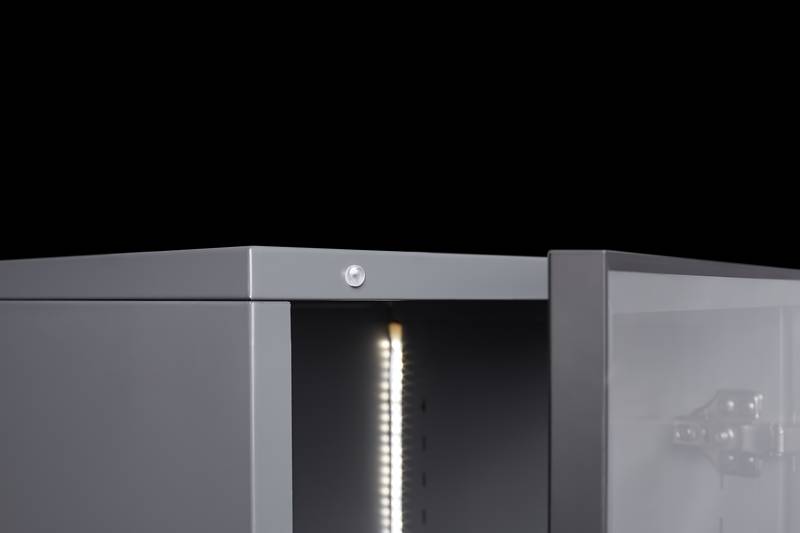 Stylish Double Door Glass Display Cabinet with LED Lights