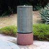 Rustic Green Cylinder Fountain & Bird Bath