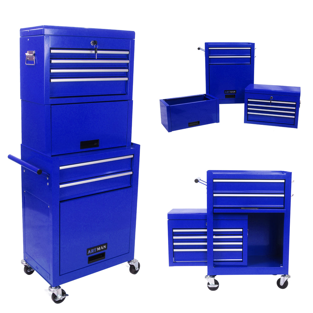 Blue Rolling Tool Chest with 6 Drawers