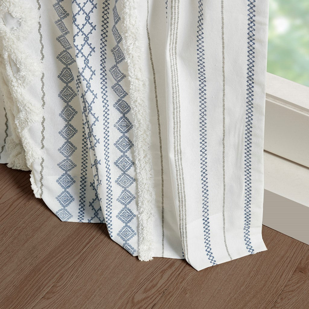 Chic Chenille Stripe Cotton Curtain Panel