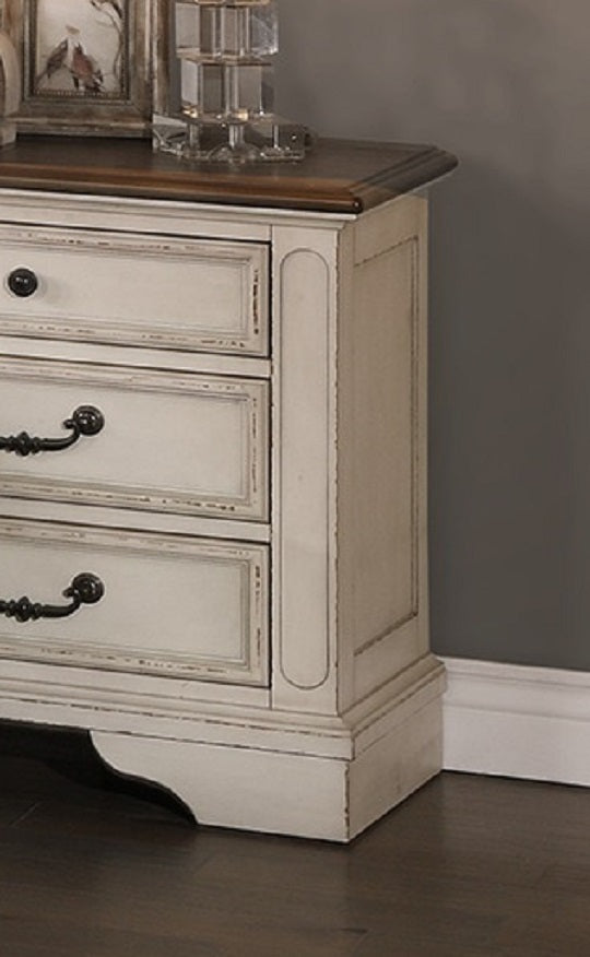 Chic White Wooden Nightstand with Drawers