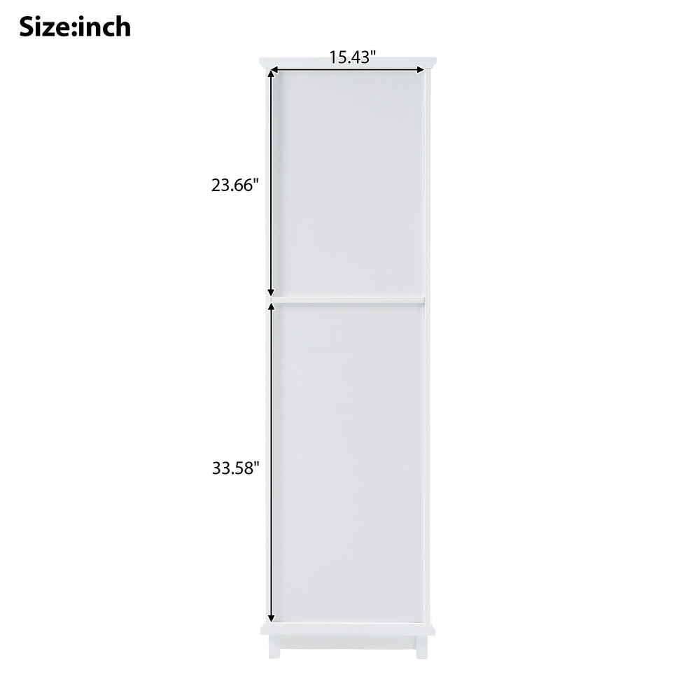 Chic Tall Bathroom Cabinet with Glass Doors & Adjustable Shelves