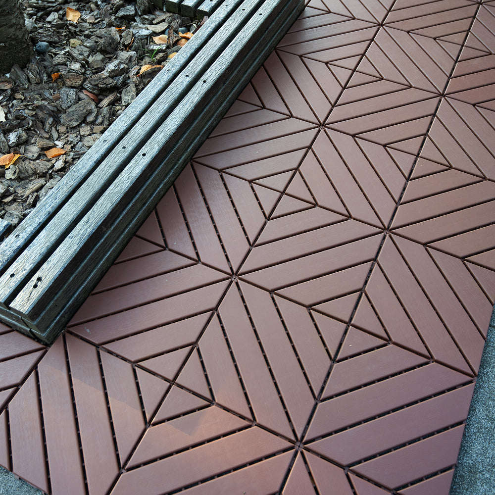 Versatile Interlocking Deck Tiles - Weatherproof Brown Patio Flooring