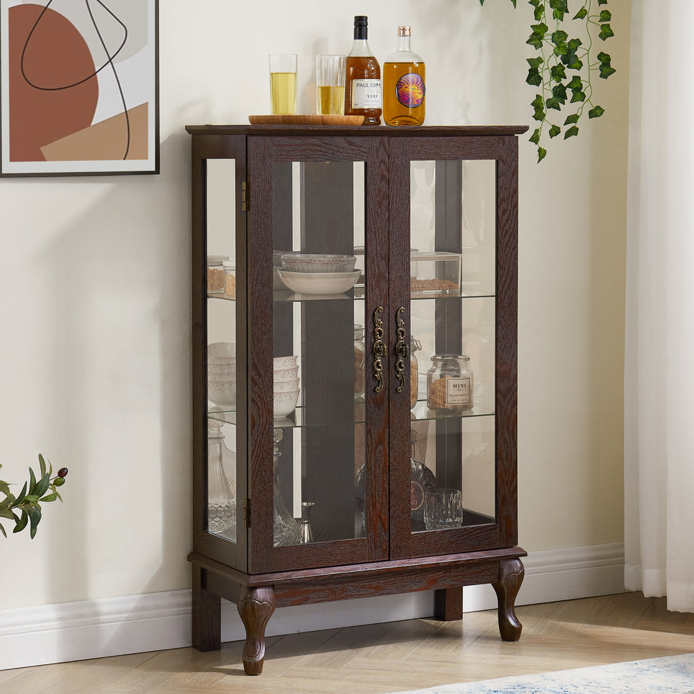 Charming Lighted Curio Cabinet with Glass Doors