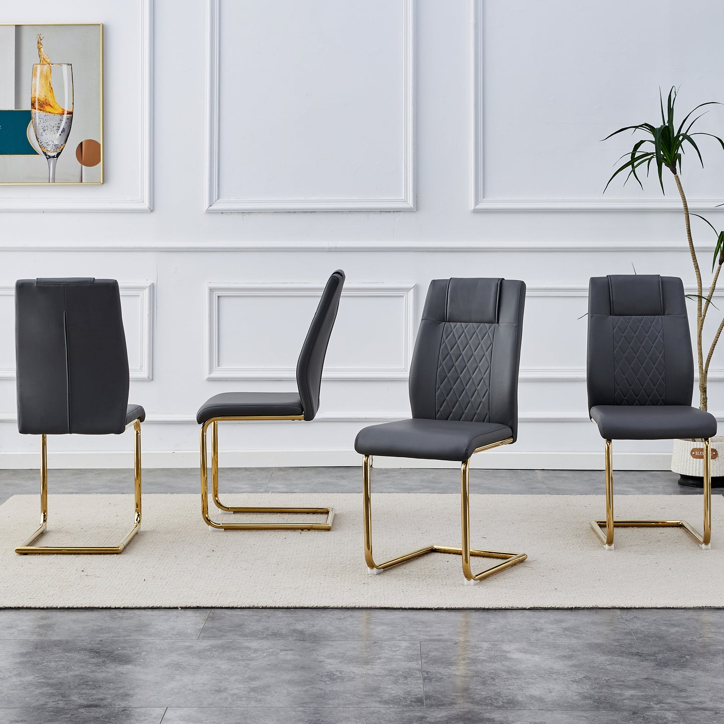 Chic Gold-Legged Dining Chairs Set