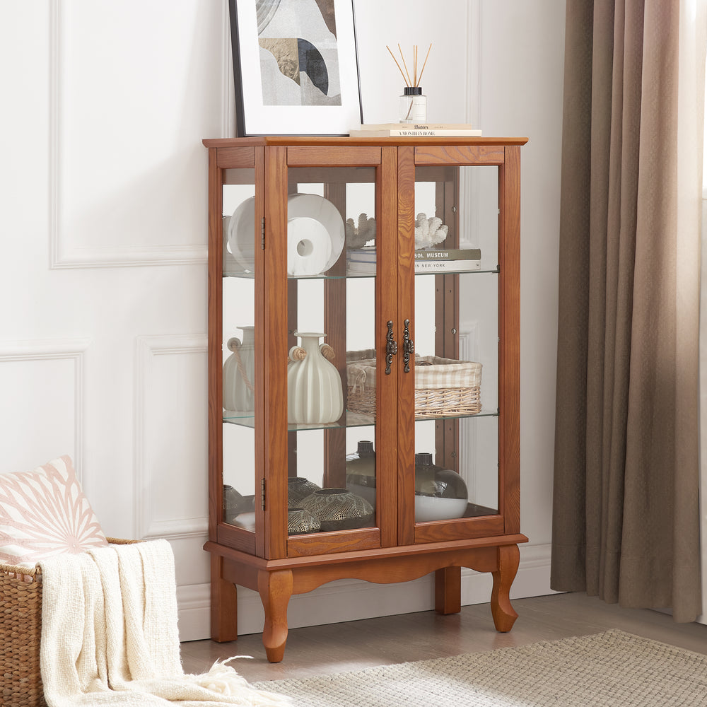 Elegant Lighted Curio Cabinet with Adjustable Shelves