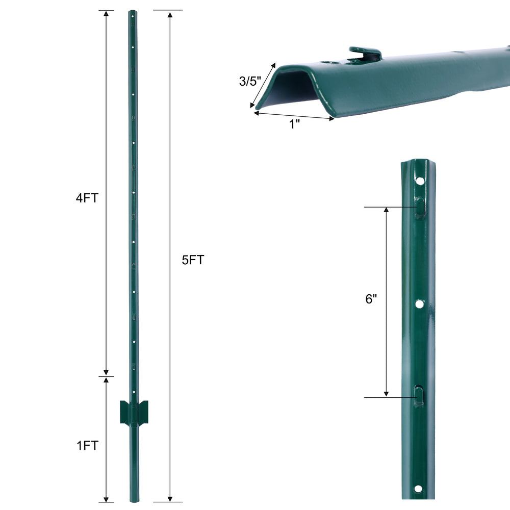 Sturdy Steel Fence Posts - Durable U-Channel Support for Your Garden