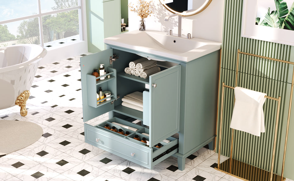 Chic Green Bathroom Vanity with Sink & Storage