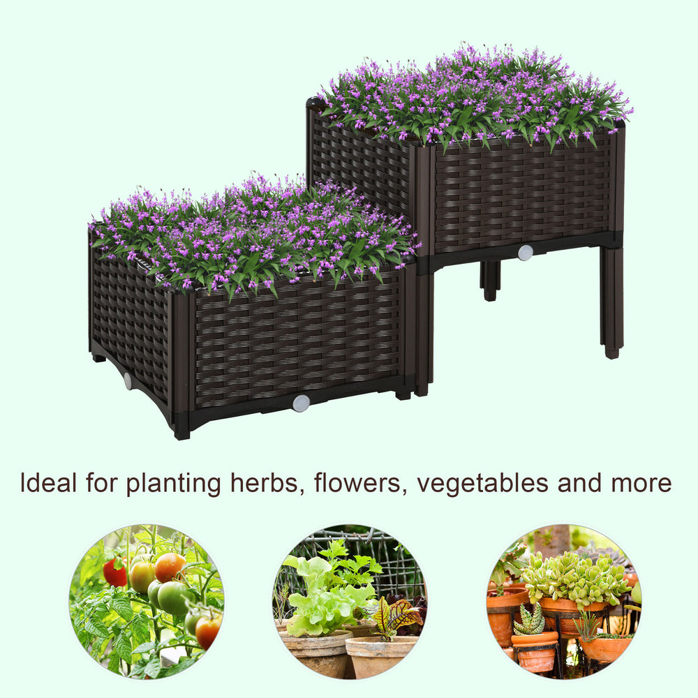 Easy Garden Elevated Planter Box - Self-Watering Gray Bed for Flowers & Herbs