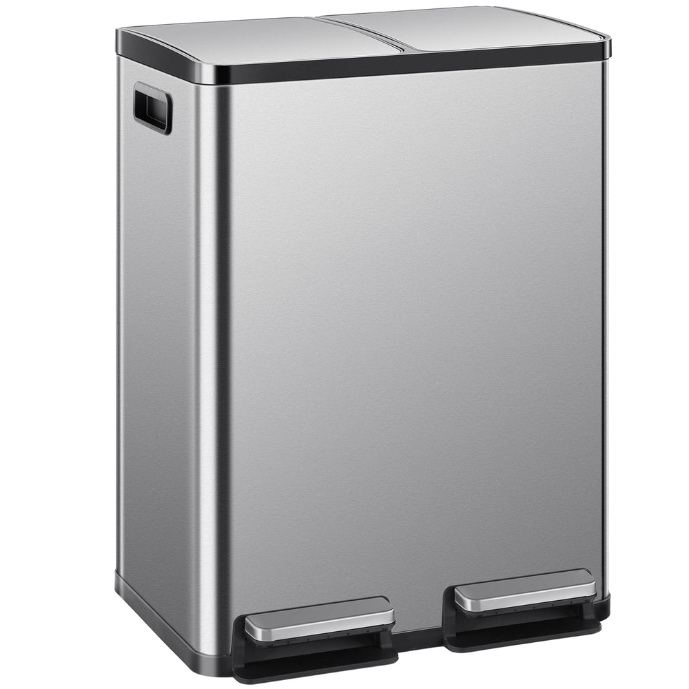 Sleek Dual-Compartment Stainless Steel Trash Can