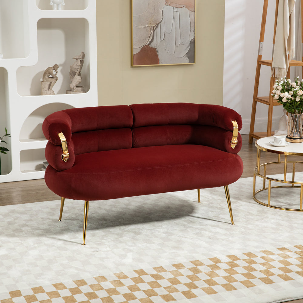 Chic Curved Loveseat in Wine Red