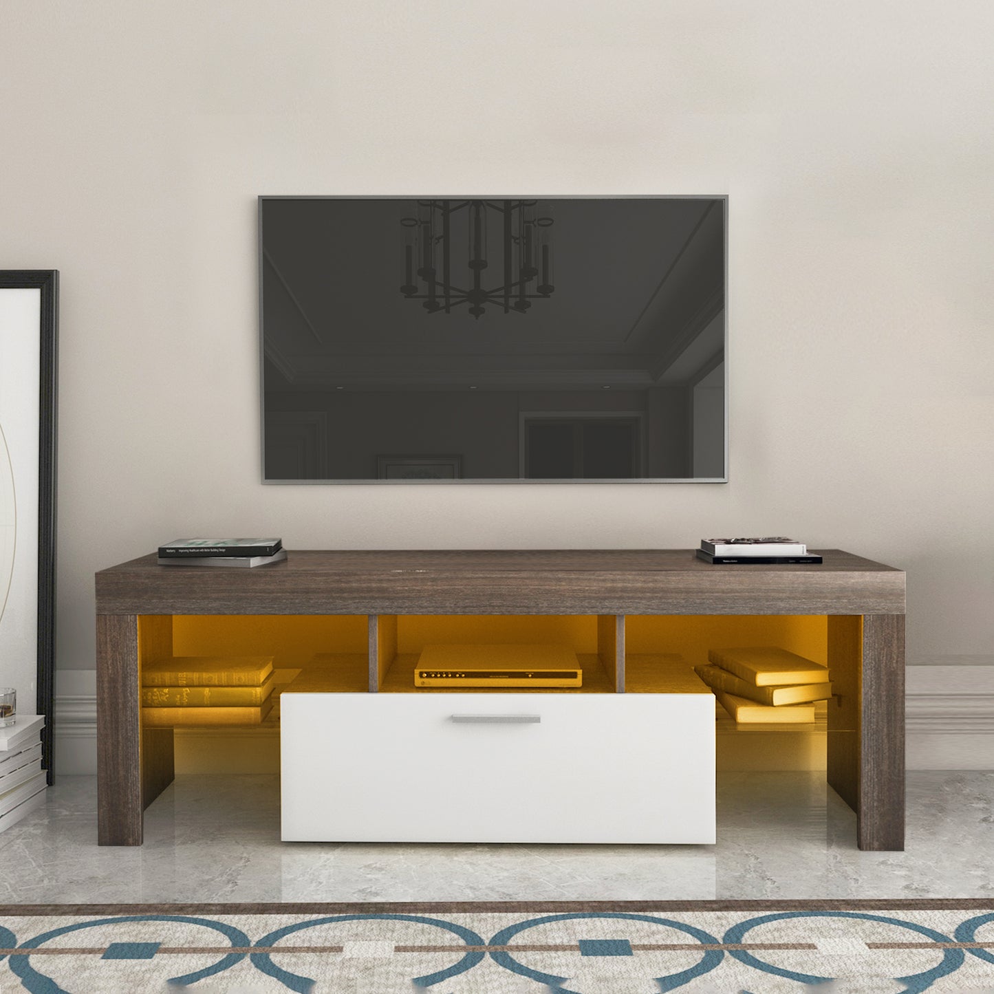 Sleek & Simple TV Stand with Color-Changing LED Lights