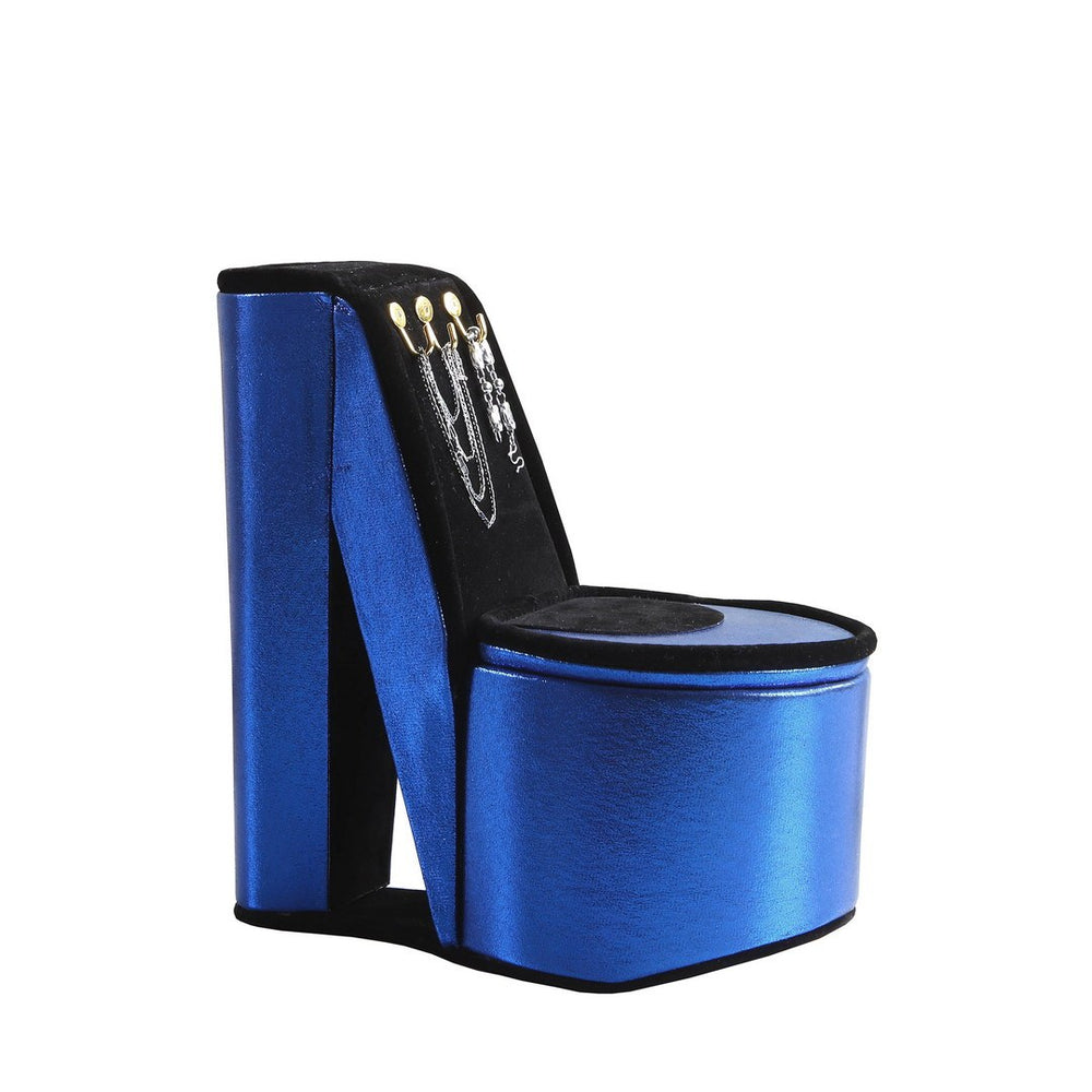 Chic High Heel Jewelry Box in Blue Velvet