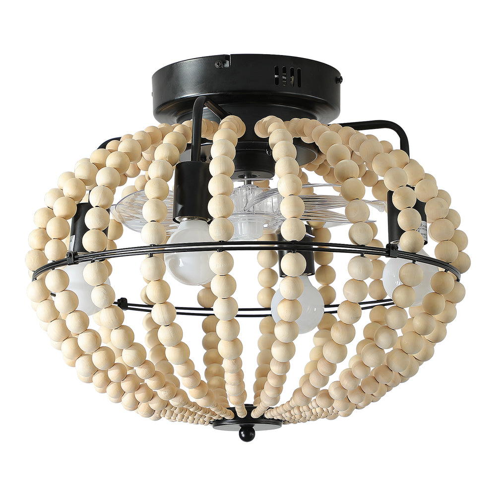 Wooden Beaded Fan Chandelier