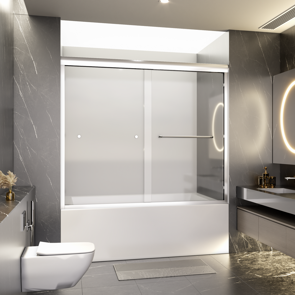 Sleek Chrome Semi-Frameless Sliding Tub Door