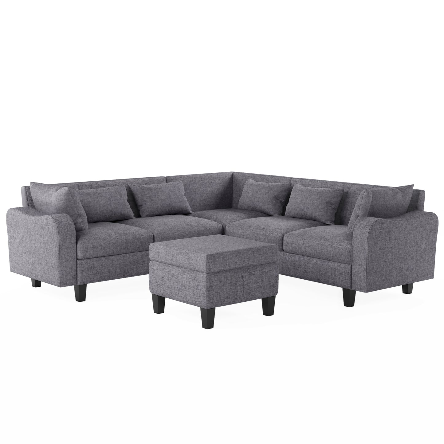 Cozy L-Shaped Sectional Sofa Set with Storage and Unique Armrests