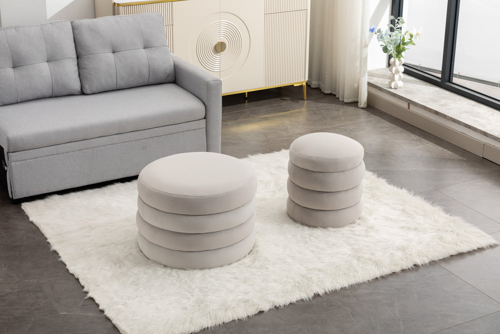 Elegant Ivory Storage Ottoman