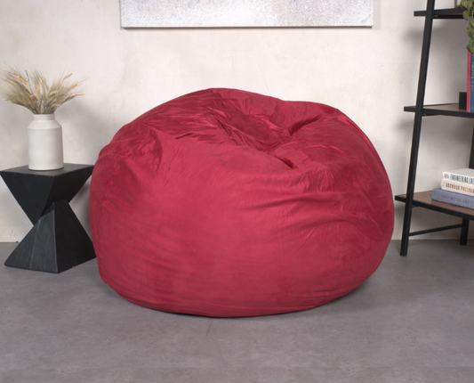 Cozy Red Shredded Foam Bean Bag Chair for All Ages