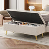 Chic Storage Ottoman with Metal Legs - Beige Corduroy Comfort