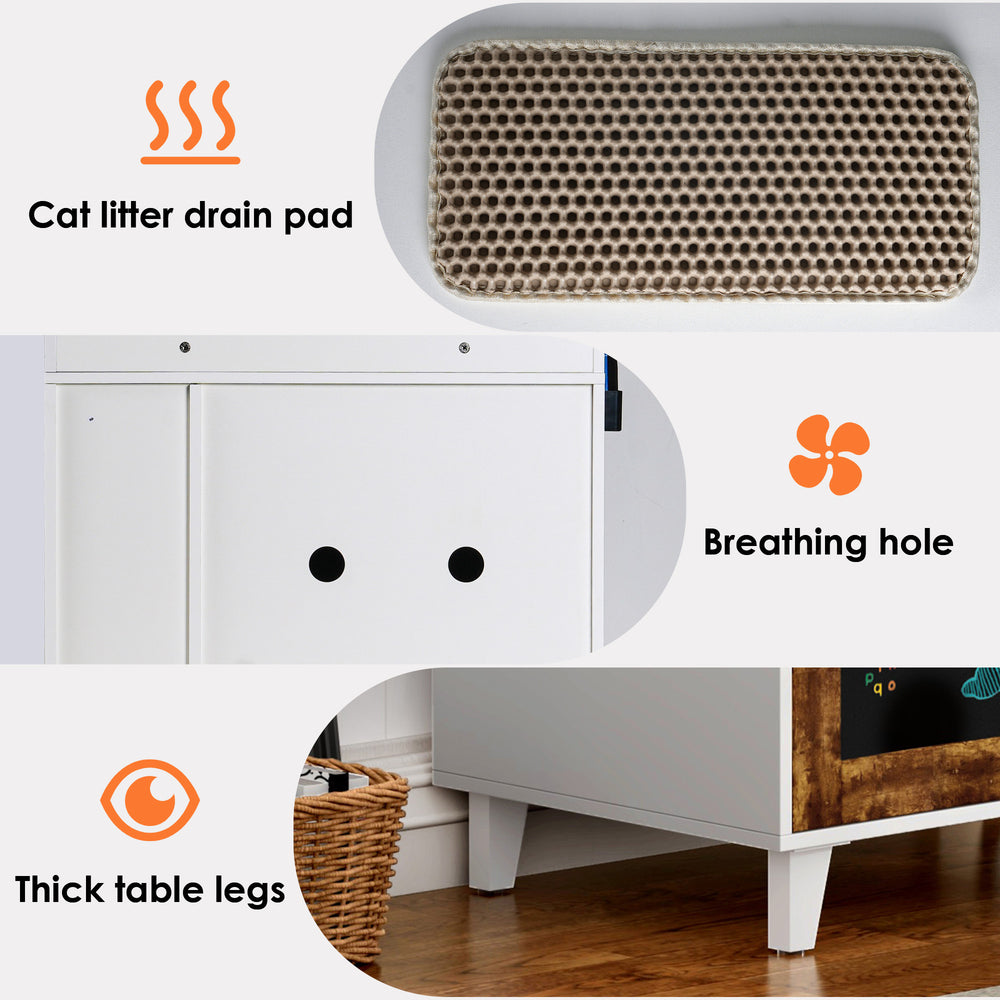 Stylish Cat Litter Box Hideaway with Storage Shelves