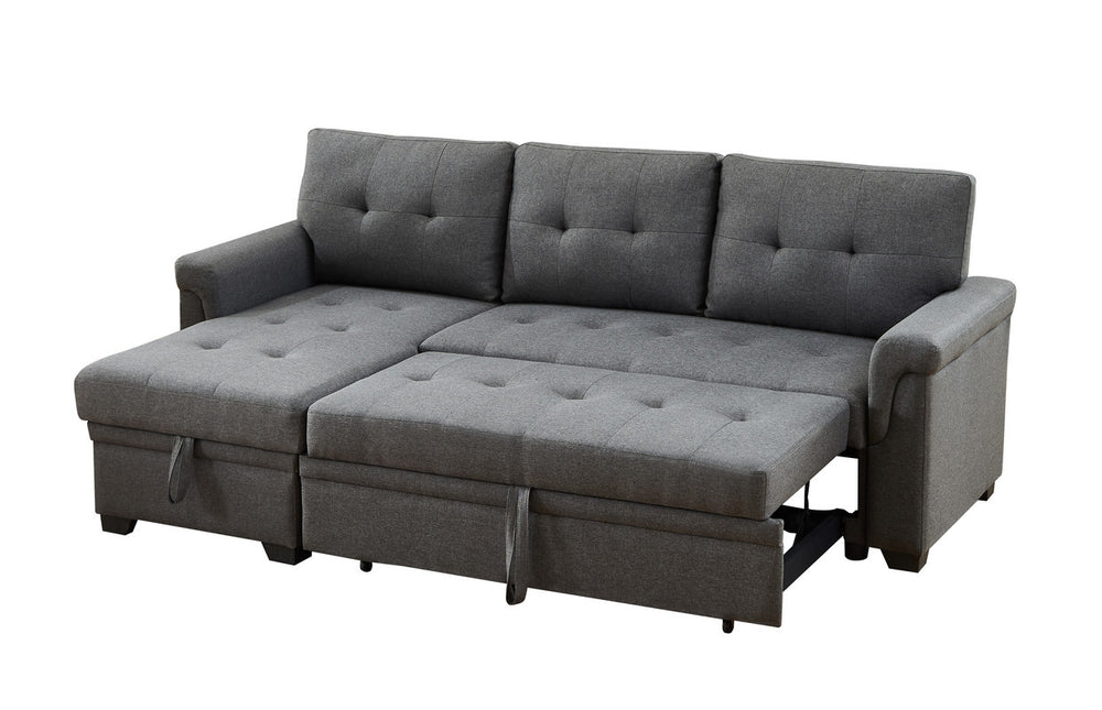 Cozy Dark Gray Sleeper Sectional Sofa with Storage Chaise