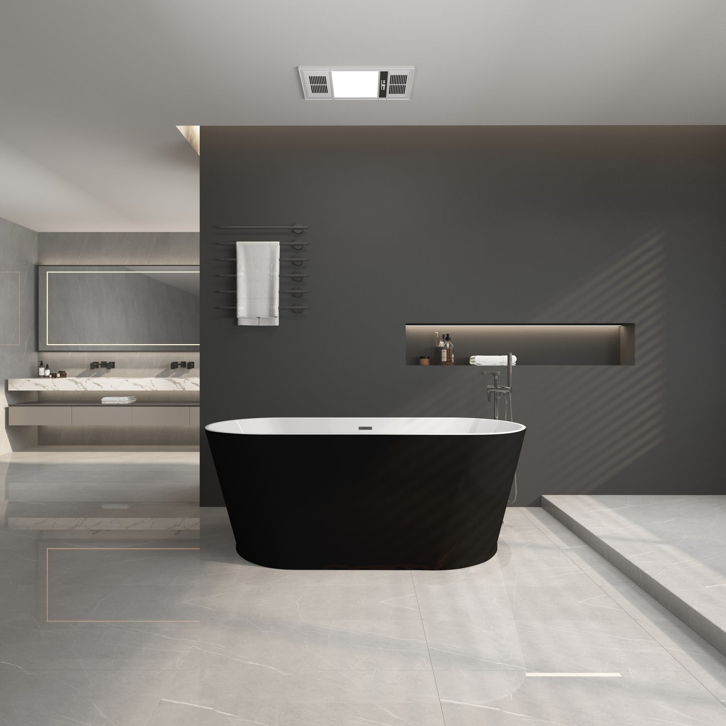 Sleek Black Freestanding Soaking Tub