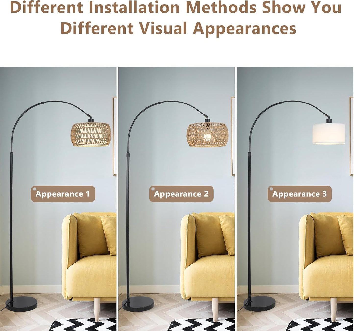 Chic Arc Floor Lamp with Remote & Dimmable Brightness